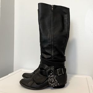 Knee high boots with studded detail